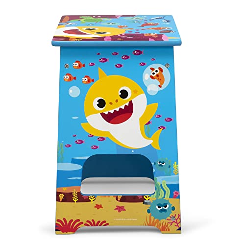 Baby Shark Wood Art Desk and Chair Set with Dry Erase Top and Reusable Vinyl Cling Stickers by Delta Children - Greenguard Gold Certified