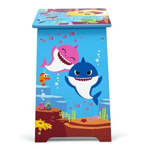 Baby Shark Wood Art Desk and Chair Set with Dry Erase Top and Reusable Vinyl Cling Stickers by Delta Children - Greenguard Gold Certified