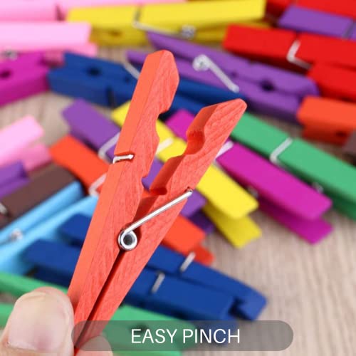 Clothes Pins, Colored Clothespins 50 PCS 2.9" Natural Birchwood Close Pins, Strong Grip, Rainbow Colorful Clothespins, Multi-Purpose Colored Clothes Pins for Crafts, Hanging Clothes, Laundry