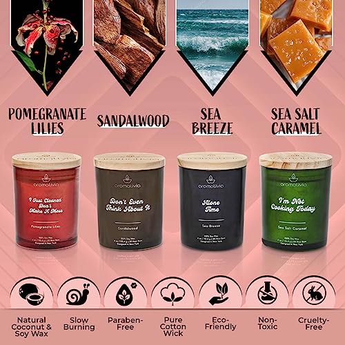 Aromativia Scented Candles Gift Set for Mom, Pack of 4 - Aromatherapy 100% Pure Soy Wax Candles Mothers Day & Birthday Gift for Women - Funny Me Time Gifts for Mom, Home, Yoga, Relaxing Spa