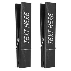 Large Clothes Pins, Personalised Custom Jumbo Clothespins 12 Inch, Wooden Clothespins, for Bathroom, Laundry Room, and Kitchen Decor (Black)