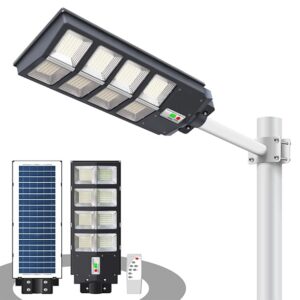 gebosun 500w solar street lights outdoor, 360 led 6000k led flood outdoor solar powered with motion sensor and dusk to dawn,ip65 waterproof for parking lot, yard, garden,patio, driveway