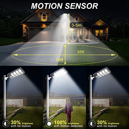 Gebosun 500W Solar Street Lights Outdoor, 360 LED 6000K LED Flood Outdoor Solar Powered with Motion Sensor and Dusk to Dawn,IP65 Waterproof for Parking Lot, Yard, Garden,Patio, Driveway