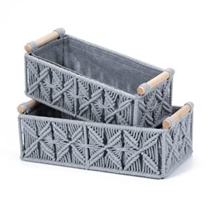 Toilet Paper Basket Macrame Bathroom Storage Baskets with Removable Cloth Boho Decorative Woven Basket for Countertop,Toilet Tank,Shelf,Dressing Table