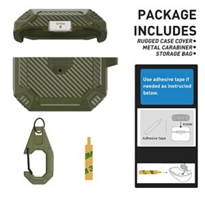 Winproo Armor Airpods 3rd Generation Case Cover with Lock Clip, Military Hard Shell Full-Body Shockproof Protective Case Skin with Keychain for Airpods 3rd Gen [Army Green]