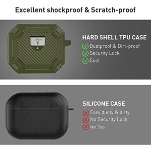 Winproo Armor Airpods 3rd Generation Case Cover with Lock Clip, Military Hard Shell Full-Body Shockproof Protective Case Skin with Keychain for Airpods 3rd Gen [Army Green]