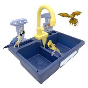 hamiledyi parrot automatic bath tub,pet parrots bathing,bird bathtub parrot shower with faucet multifunctional  bath box for cockatiel  parakeet  finch canary and small medium birds  