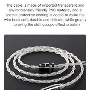 Keephifi Earphone Upgrade Cable-KBEAR 4 Core Upgraded Cable 4N Purity Silver Headphone Cable HiFi in Ear Monitor Replacement Cable, for ZS5, ZS6, ZS7, C10, C12, C16, C04, CA4, CA2 (2PIN, 4.4MM)…