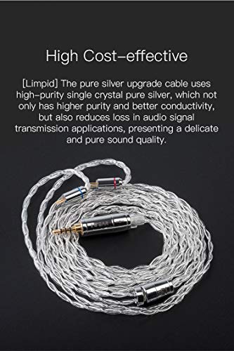 Keephifi Earphone Upgrade Cable-KBEAR 4 Core Upgraded Cable 4N Purity Silver Headphone Cable HiFi in Ear Monitor Replacement Cable, for ZS5, ZS6, ZS7, C10, C12, C16, C04, CA4, CA2 (2PIN, 4.4MM)…