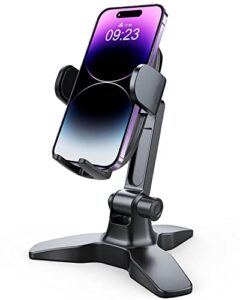 oqtiq cell phone stand for desk, adjustable phone stand with 360 degree rotation, heavy duty cell phone holder, home office accessories, desktop phone holder for iphone 14 13 12 pro max, galaxy s22