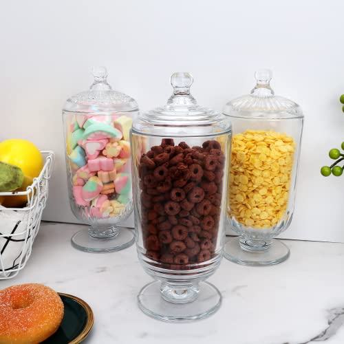 Woaiwo-q Candy Jars Set of 3,Clear Apothecary Jars,Glass Storage Jars for Wedding,Candy (27oz)