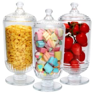 woaiwo-q candy jars set of 3,clear apothecary jars,glass storage jars for wedding,candy (27oz)