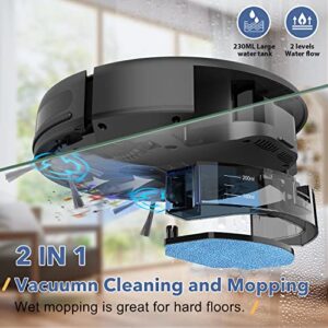 MAMNV Robot Vacuum and Mop Combo, WiFi/App/Alexa, Robotic Vacuum Cleaner with Schedule, 2 in 1 Mopping Robot Vacuum with 230ML Water Tank, Self-Charging, Slim, Ideal for Hard Floor, Pet Hair, Carpet