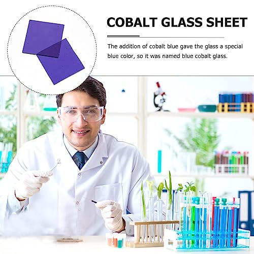 2pcs Cobalt Blue Glass Sheet Chemistry Experiment Supply Experiment Cobalt Glass Laboratory Science and Safety