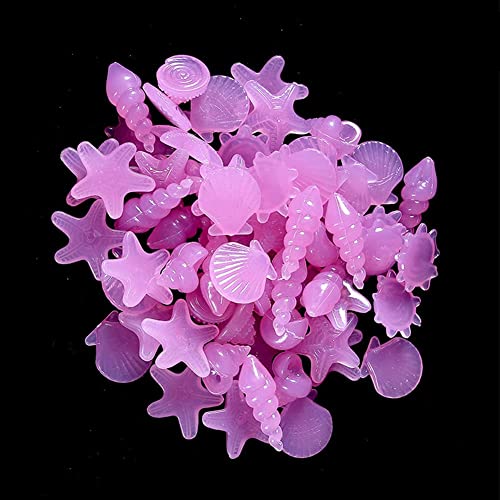 Aquarium Decorative Glow in the Dark Stones Pebbles, 130Pcs Gardening Luminous Stones Outdoor Decor Glowing Water Fish Tank Gravel (Purple)