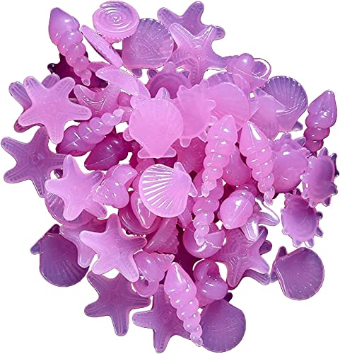 Aquarium Decorative Glow in the Dark Stones Pebbles, 130Pcs Gardening Luminous Stones Outdoor Decor Glowing Water Fish Tank Gravel (Purple)