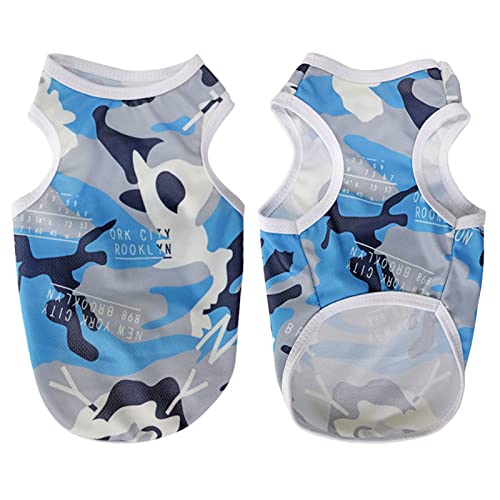 Printed Pet Shirt Summer Pet T Shirt Cool Puppy Shirts Dog T-Shirts Soft Breathable Dog Shirt for Small Medium Dogs Cats Girl Boy Puppy Clothes Summer Pet Outfits Dog Clothes Pet Vest Blue M