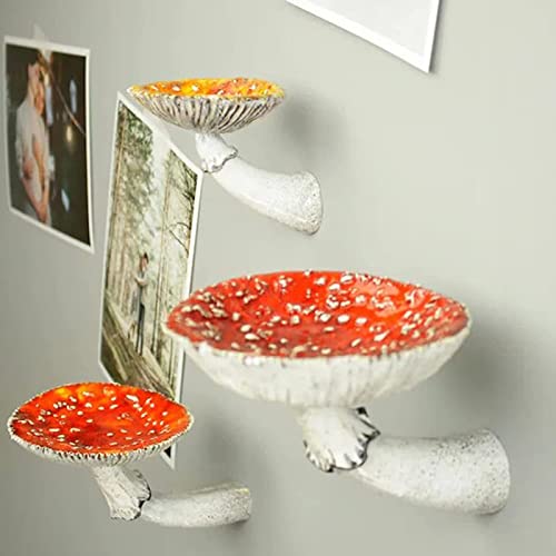 Okngr Mushroom Hanging Shelf Set of 3, Wall Floating Shelf Hanging Shelf Decor Wall Mounted for Bedroom, Living Room, Bathroom