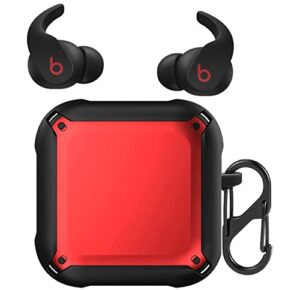 lizhi upgrade beats fit pro case 2022,full-body protective rugged hard pc soft shockproof tpu armor earbuds case cover anti-lost with carabiner for beats fit pro,front led visible (red)