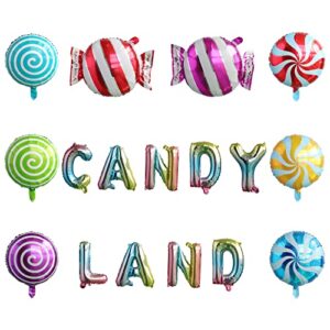 halovin candy land letter balloons for candy theme party, rainbow candy land balloons for wonka party (colorful)
