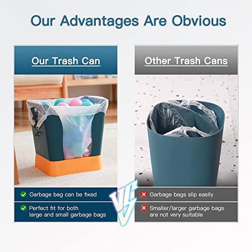 Plastic Small Trash Can, 8.7Liter/2.3 Gallon Adjustable Size Garbage Can Fits Many Types of Garbage Bags, Mini Trash Can for Kitchen, Bathroom, Bedroom, Office and Outdoor(2pack)