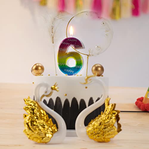 DERVENTA Birthday Candles Big Numbers Multicolored 3.7 inch Party Cake Topper 1 Piece (Number 8 Multi-Colored)