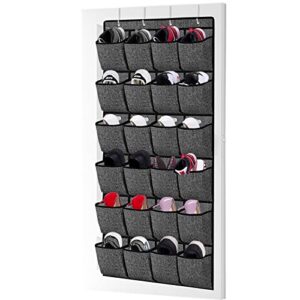 meerainy over the door shoe organizer,large 24 pockets hanging shoe rack with sturdy hooks,space saving shoes storage hangs on closets pantry for shoes, sneakers high heeled shoes 24.8''*68.9''