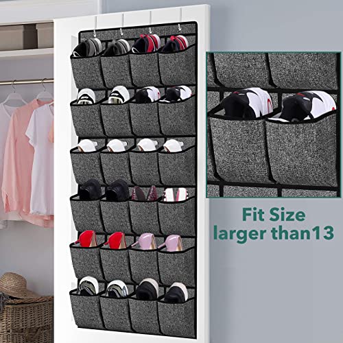 Meerainy Over the Door Shoe Organizer,Large 24 Pockets Hanging Shoe Rack with Sturdy Hooks,Space Saving Shoes Storage Hangs on Closets Pantry for Shoes, Sneakers High Heeled Shoes 24.8''*68.9''