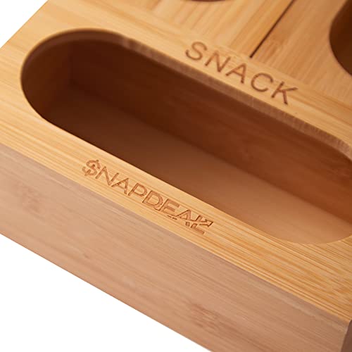 SNAPDEAL Bamboo Ziplock Storage Bag Organizer - 5 Pcs Wooden Ziplock Organizer for Drawer - Fits Slider with Quart, Sandwich, Snack, Freezer & Gallon Variety Size Bags - Best Kitchen Drawer Dispenser