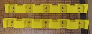 made by mitchell 2 pack d20 5-slot battery rack compatible with dewalt 12vmax 20vmax and 60v, wall mount latching storage rack 20v for dcb205 dcb606 dcb120, usa, 10 slots total pn d20x5-wr-2pk