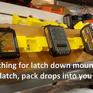 Made by Mitchell 2 Pack D20 5-Slot Battery Rack Compatible with DeWalt 12Vmax 20Vmax and 60V, Wall Mount Latching Storage Rack 20V for DCB205 DCB606 DCB120, USA, 10 Slots Total PN D20x5-WR-2PK