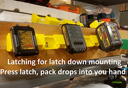 Made by Mitchell 2 Pack D20 5-Slot Battery Rack Compatible with DeWalt 12Vmax 20Vmax and 60V, Wall Mount Latching Storage Rack 20V for DCB205 DCB606 DCB120, USA, 10 Slots Total PN D20x5-WR-2PK