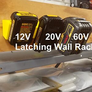 Made by Mitchell 2 Pack D20 5-Slot Battery Rack Compatible with DeWalt 12Vmax 20Vmax and 60V, Wall Mount Latching Storage Rack 20V for DCB205 DCB606 DCB120, USA, 10 Slots Total PN D20x5-WR-2PK