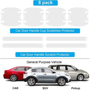 ND 8 PCS Car Door Handle Protector Anti-Collision Sticker Universal Car Door Handle Sticker Car Anti Scratch Door Handle Sticker Paint Anti Scratch Provides Car Door Scratch Protection - Transparent