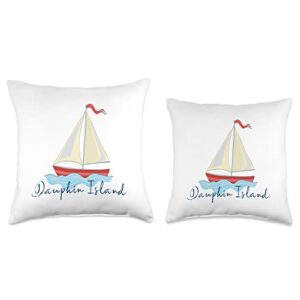 Mamaknows Dauphin Island Dauphin Island Boat Sailing Yacht Marine Nautical Throw Pillow, 18x18, Multicolor