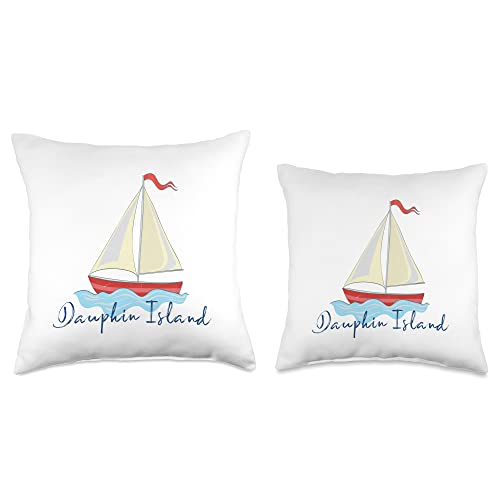 Mamaknows Dauphin Island Dauphin Island Boat Sailing Yacht Marine Nautical Throw Pillow, 18x18, Multicolor