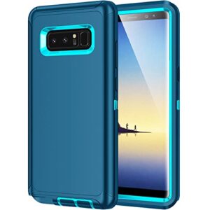 mieziba for galaxy note 8 case,shockproof dropproof dustproof,3-layer full body protection heavy duty high impact hard cover case for samasung galaxy note 8,turquoise