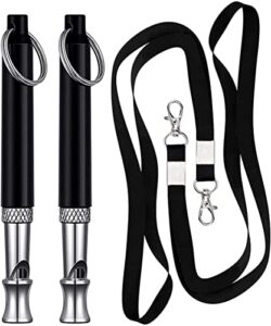 jekjol pack of 2 ultrasonic dog whistle, professional dog whistle training with adjustable frequencies to recall, dog whistle to stop barking & control your dog with lanyard