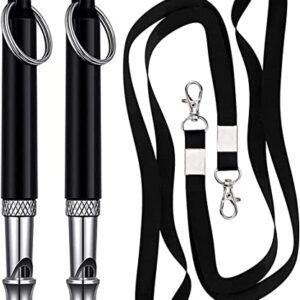 JEKJOL Pack of 2 Ultrasonic Dog Whistle, Professional Dog Whistle Training with Adjustable Frequencies to Recall, Dog Whistle to Stop Barking & Control Your Dog with Lanyard