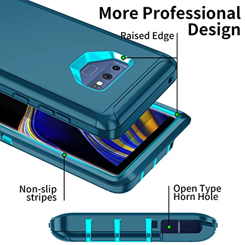 Mieziba for Galaxy Note 9 Case,Shockproof Dropproof Dustproof,3-Layer Full Body Protection Heavy Duty High Impact Hard Cover Case for Samasung Galaxy Note 9,Turquoise