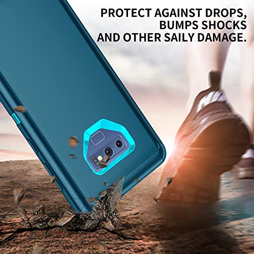 Mieziba for Galaxy Note 9 Case,Shockproof Dropproof Dustproof,3-Layer Full Body Protection Heavy Duty High Impact Hard Cover Case for Samasung Galaxy Note 9,Turquoise