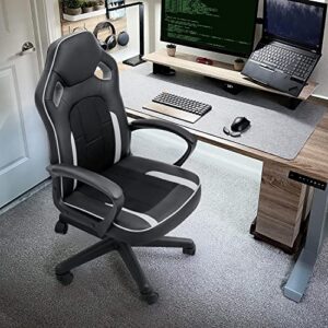 Shahoo Office Chair Swivel Task Seat with Mid-Back, Ergonomic Waist Support, Mesh, White