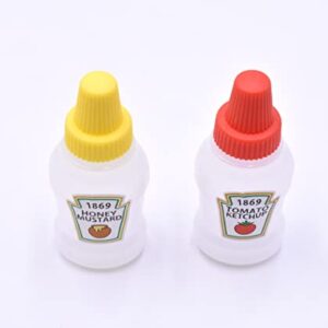 2pcs Mini Ketchup Bottles Condiment Bottles Honey Mustard Squeeze Bottles Refillable Tomato Ketchup Bottles Plastic Portable Squeezable Squirt Condiments for Office Worker Box Diner Condiment Salad Dressing BBQ