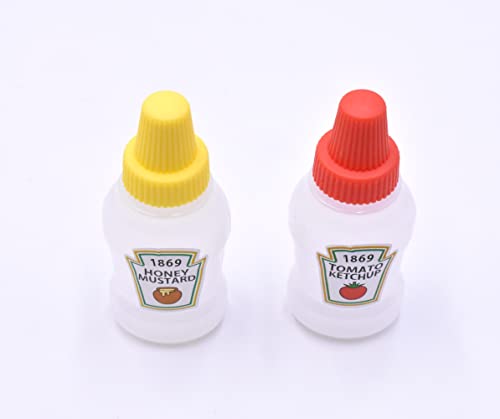 2pcs Mini Ketchup Bottles Condiment Bottles Honey Mustard Squeeze Bottles Refillable Tomato Ketchup Bottles Plastic Portable Squeezable Squirt Condiments for Office Worker Box Diner Condiment Salad Dressing BBQ