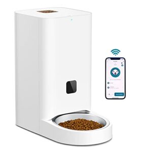 aidanls automatic cat feeders,6l(25cup) 2.4g/5g wifi pet dry food dispenser with stainless steel bowl & clog-free design,1-10 meals per day & 10s voice recorder,timed pet feeder for cats and dogs