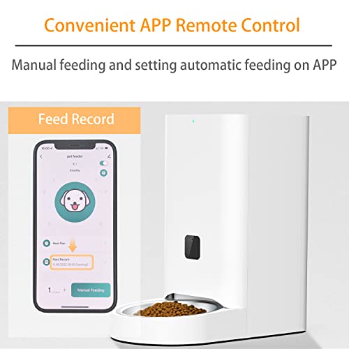 AIDANLS Automatic Cat Feeders,6L(25cup) 2.4G/5G WiFi Pet Dry Food Dispenser with Stainless Steel Bowl & Clog-Free Design,1-10 Meals Per Day & 10s Voice Recorder,Timed Pet Feeder for Cats and Dogs