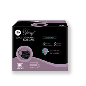 Em Yeraz 100 Disposable Black Face Mask Filter Protection Face Mask,Breathable Men Women and Teens