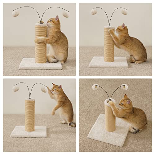 Cat Scratching Post for Indoor Kittens, Scratch Pads with 2 Bouncy Balls, Kitten Scratcher Toy, Protect Furniture