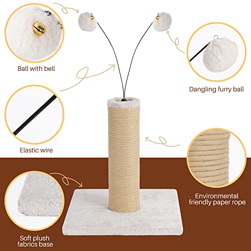 Cat Scratching Post for Indoor Kittens, Scratch Pads with 2 Bouncy Balls, Kitten Scratcher Toy, Protect Furniture