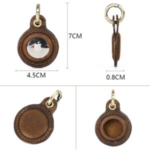 AirTag Holder Leather Case with Keychain, Genuine Premium Vintage Oil Wax Crazy Horse Cowhide Leather Case for Apple AirTag with Key Ring, Indiana Jones Style